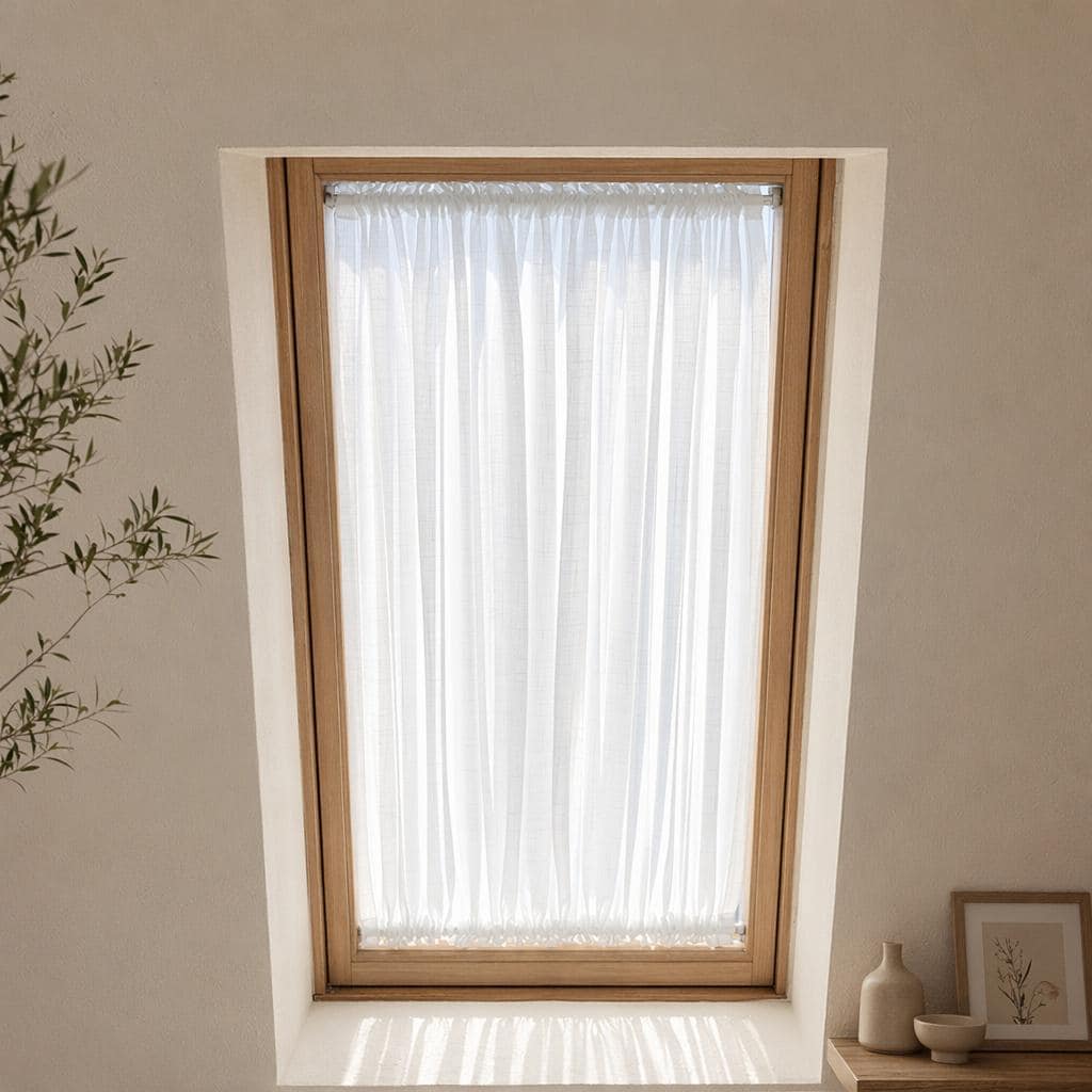 Custom Linen Skylight Curtains for Sun Shade, White Sheer Lace Shade Cover Window Curtain, WindowTreatment (Single Panel) - UDreamHome