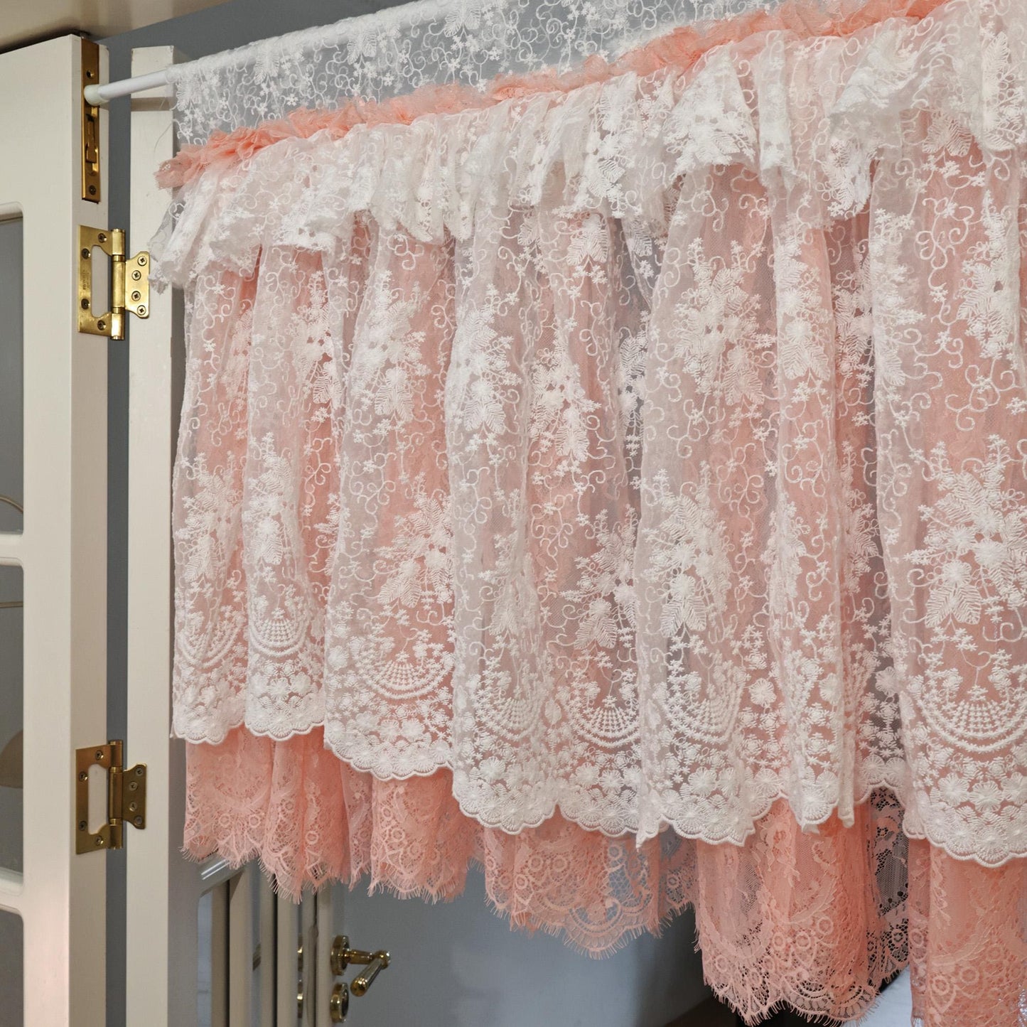 Custom Orange Pink & White Lace Curtains - UDreamHome