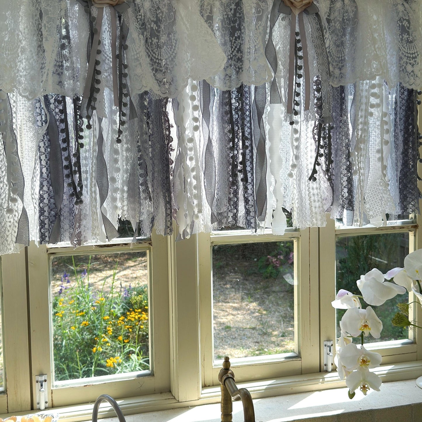 Custom Rustic Unique Burlap White Curtain - UDreamHome