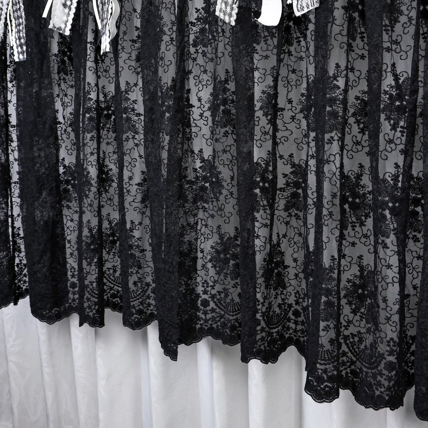 Gothic Boho Black Lace Curtain Valance - UDreamHome