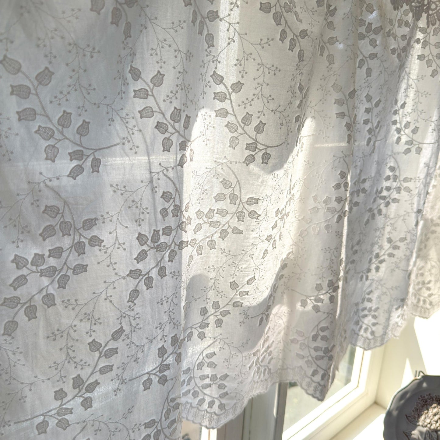 Shabby Chic French Style Country White Embroidered Short Curtain - UDreamHome