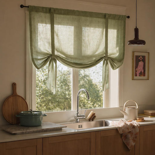 100% Linen Custom Curtain with Multiple Hanging Styles - UDreamHome