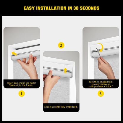 Quick Install Cordless 100% Blackout Roller Shades For Windows