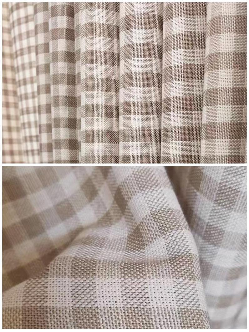 2 Panels Plaid Light Brown Gingham Curtain - UDreamHome