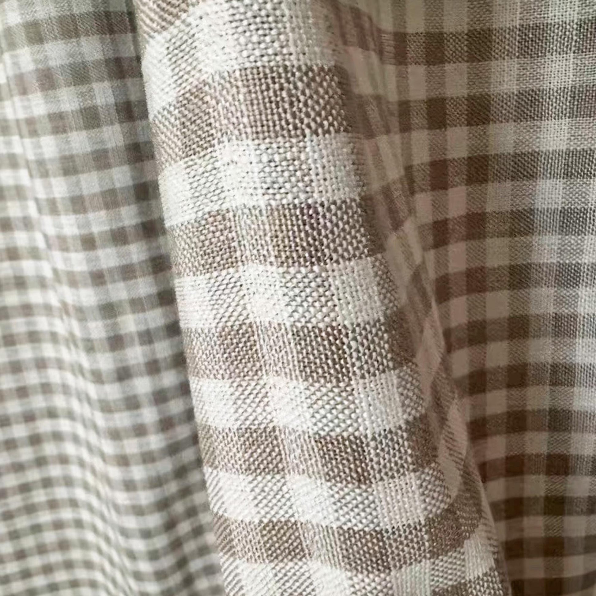 2 Panels Plaid Light Brown Gingham Curtain - UDreamHome