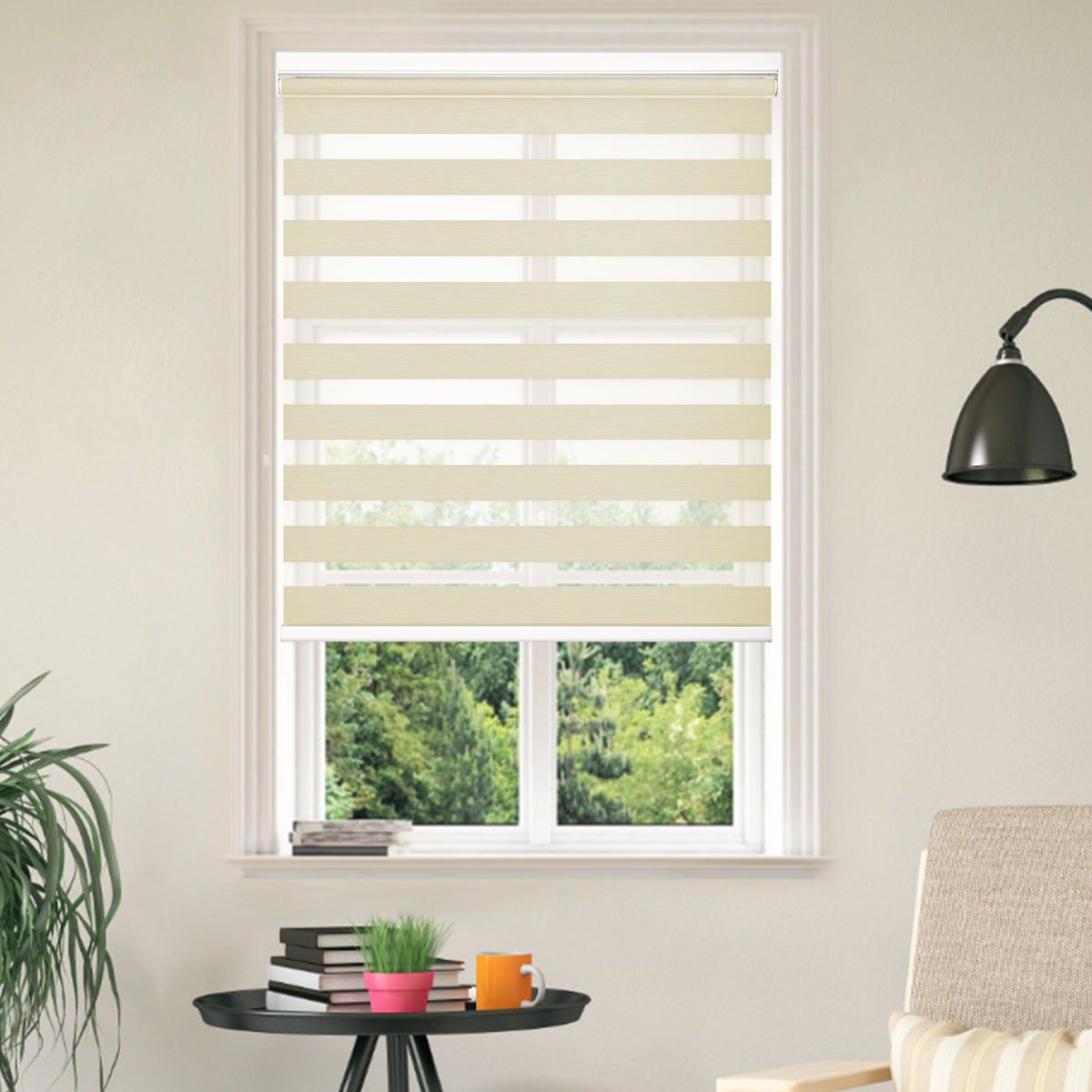 No Drill Zebra Shades – Cordless Room Darkening Window Shades