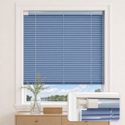 25mm No Drill Aluminum Venetian Blinds Shiny Finish Waterproof Bead Lift Window Shades for Bathroom Kitchen Custom Size Easy Clean