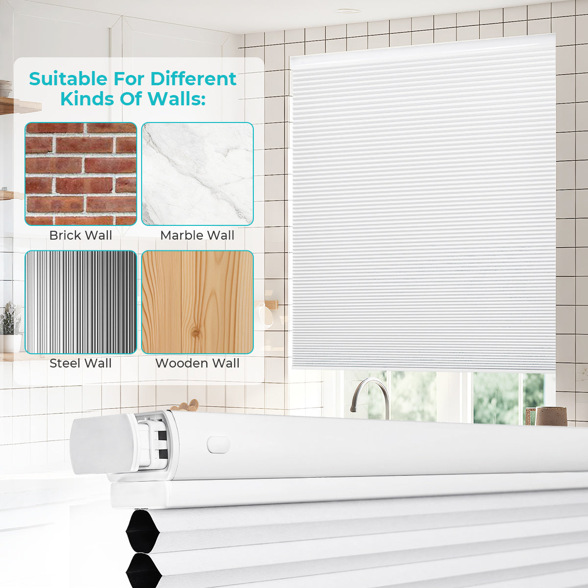Custom No Drill Cordless Blackout Cellular Shades, Made to Measure Honeycomb Window Shades, Thermal Insulated, Child Safe