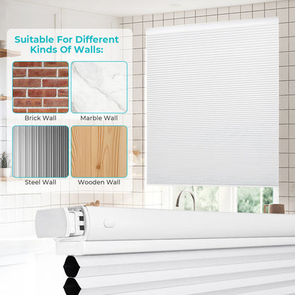 Custom No Drill Cordless Blackout Cellular Shades, Made to Measure Honeycomb Window Shades, Thermal Insulated, Child Safe