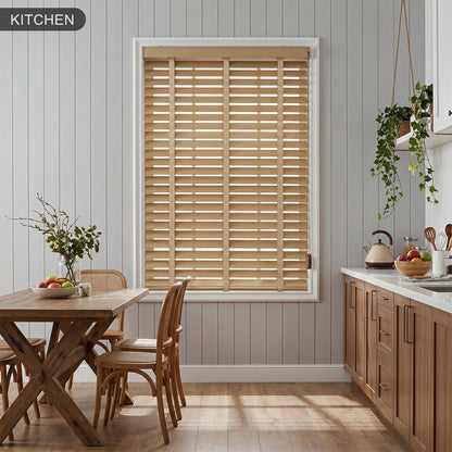 Custom Corded Wood Venetian Blinds | Waterproof Window Blinds for Bathroom, Kitchen & Office