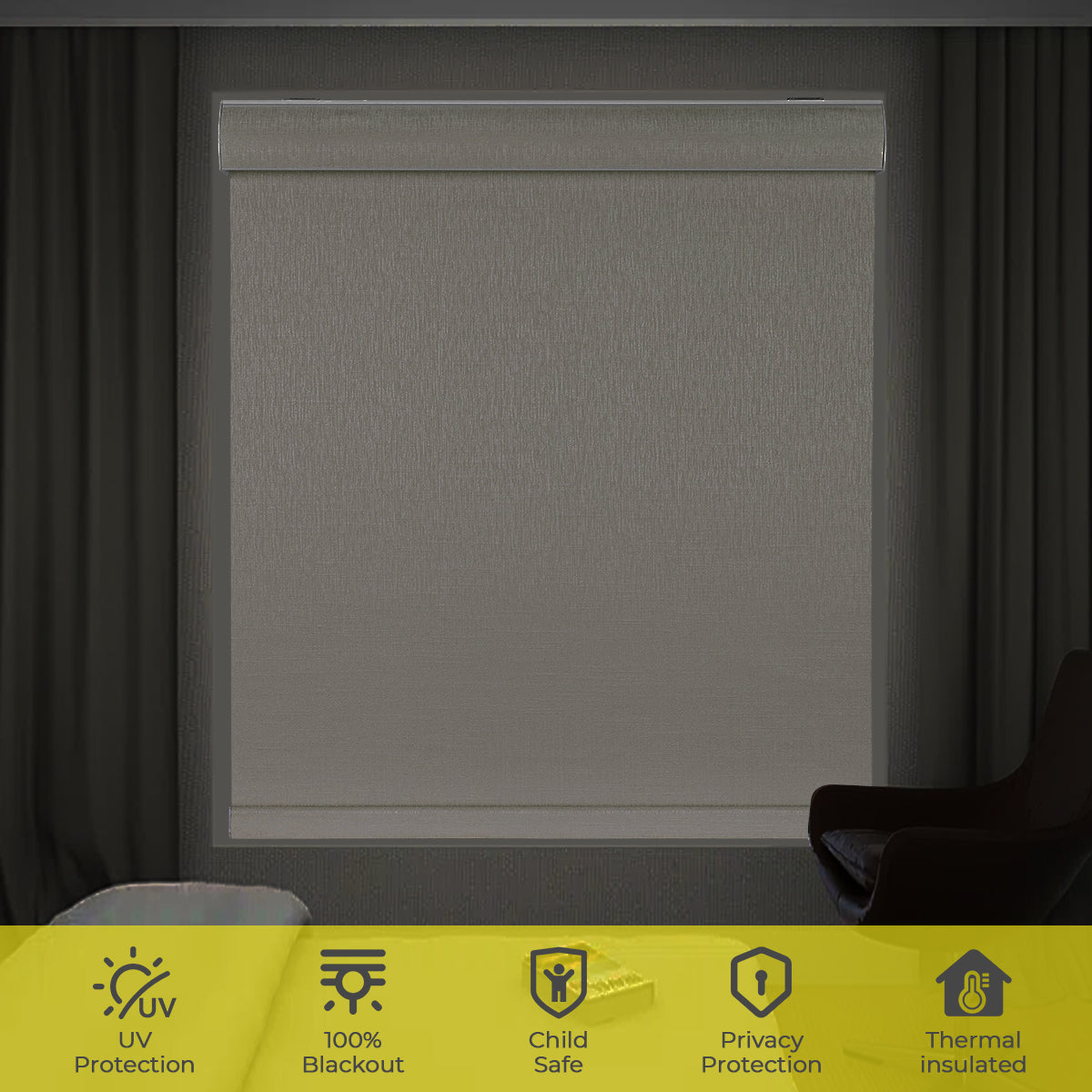 Custom Cordless Blackout Roller Shades with Cassette – Thermal Insulated Window Blinds