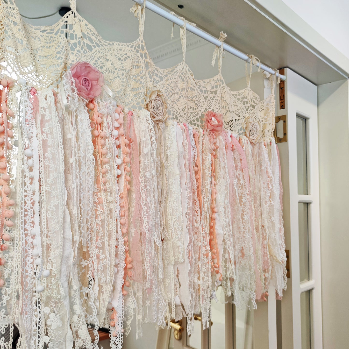 Light Pink Lace Country Shabby Chic Bohemian Curtains Valance