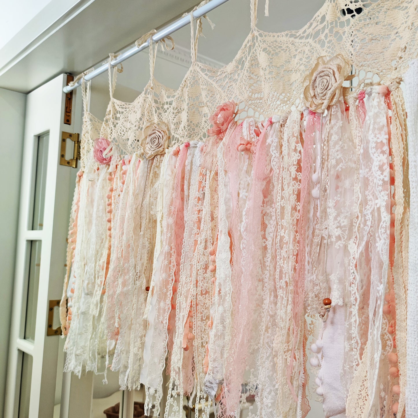 Light Pink Lace Country Shabby Chic Bohemian Curtains Valance