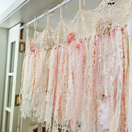 Light Pink Lace Country Shabby Chic Bohemian Curtains Valance