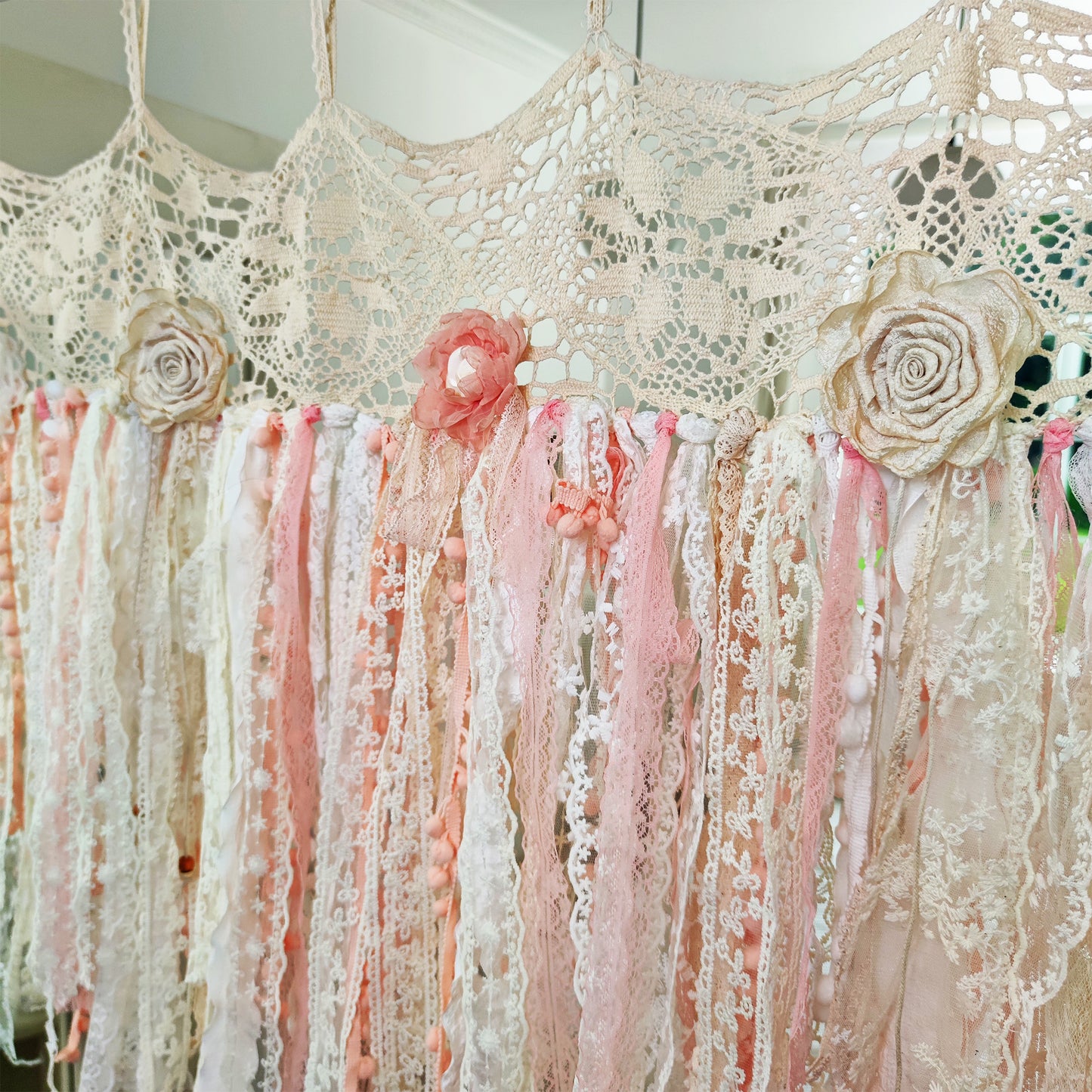 Light Pink Lace Country Shabby Chic Bohemian Curtains Valance