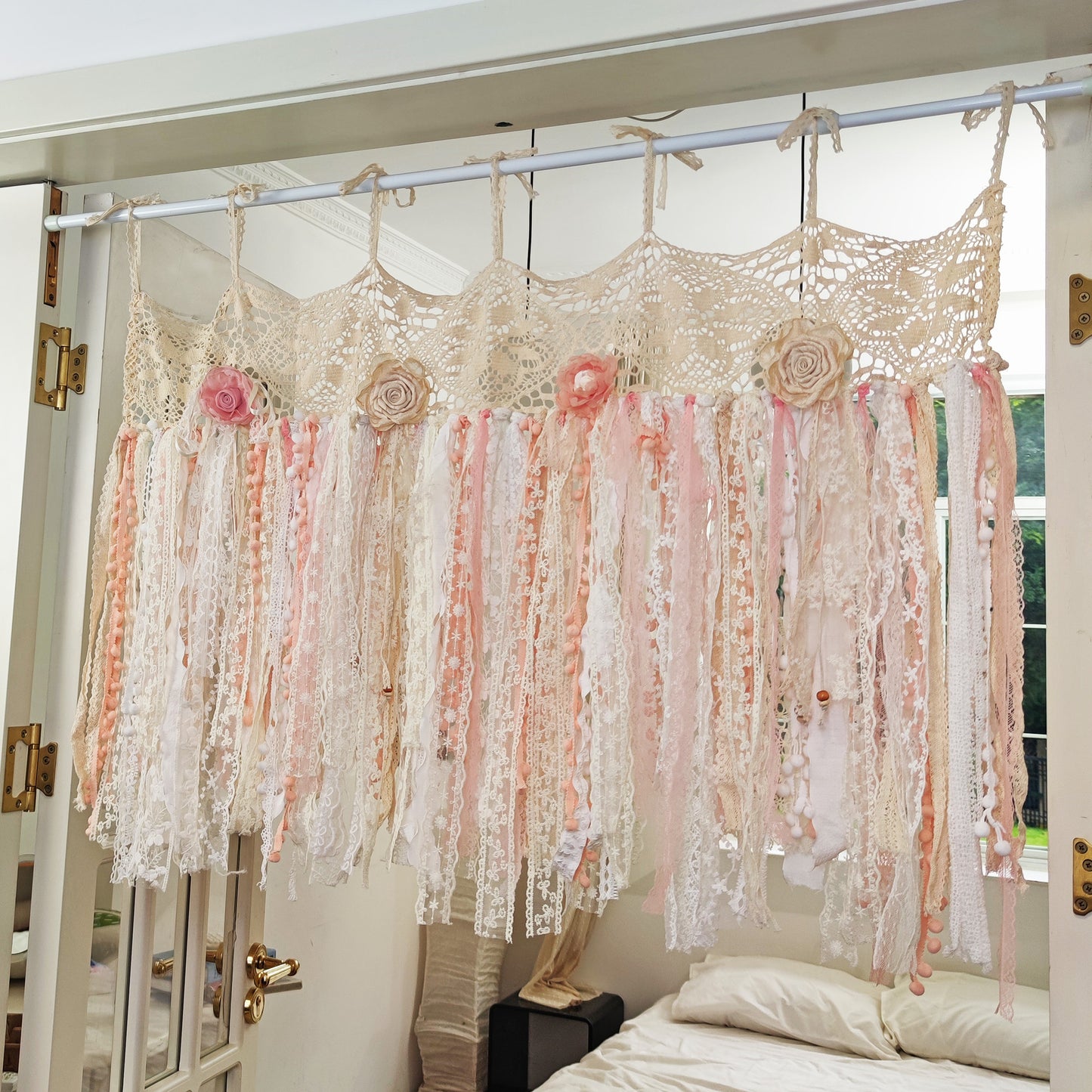 Light Pink Lace Country Shabby Chic Bohemian Curtains Valance