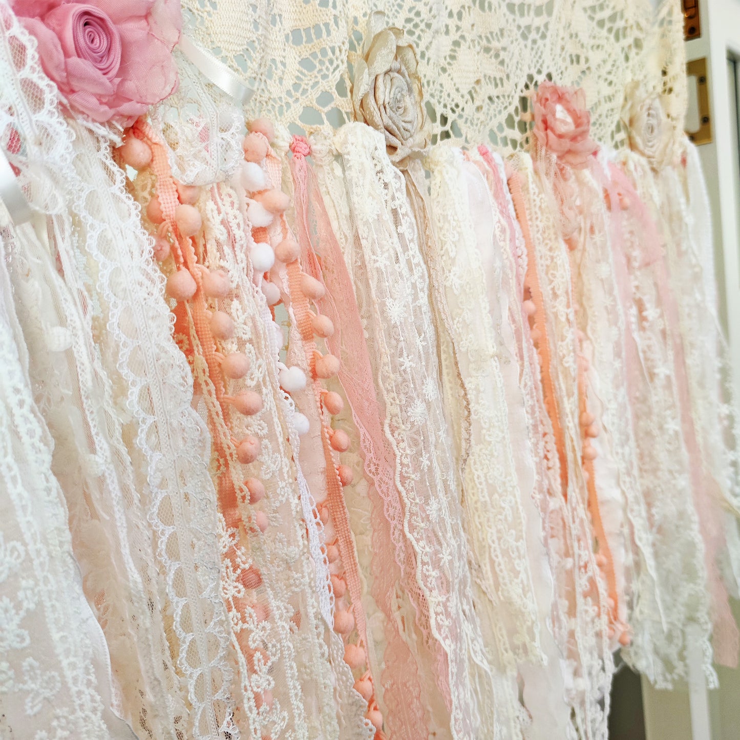 Light Pink Lace Country Shabby Chic Bohemian Curtains Valance