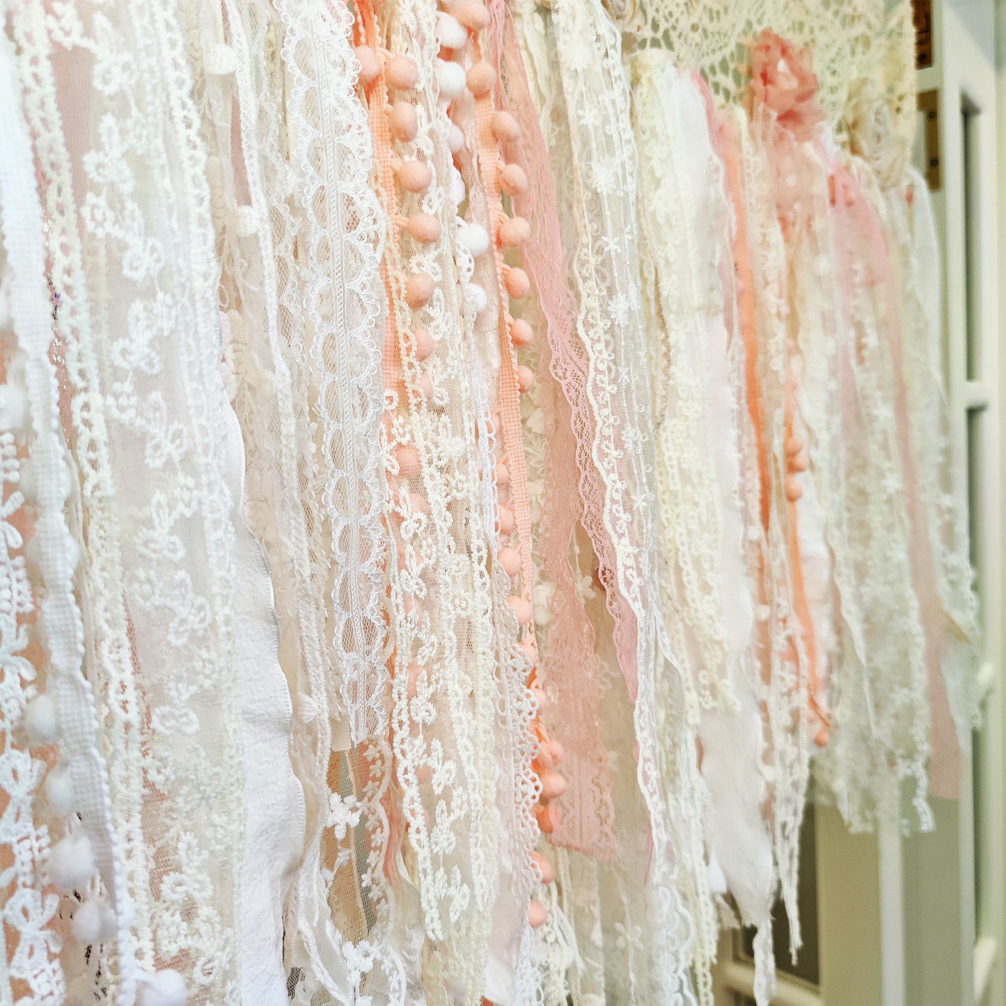 Light Pink Lace Country Shabby Chic Bohemian Curtains Valance