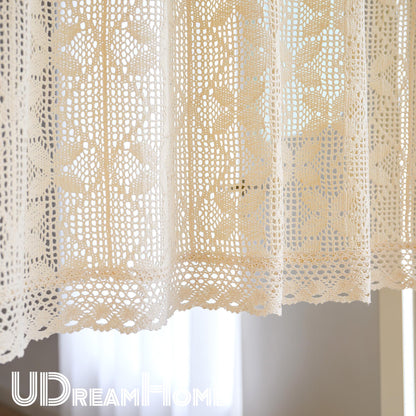Beige Crochet Hollow Short Curtain - UDreamHome