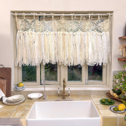 Beige White Crochet Lace Cafe Curtain - UDreamHome