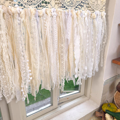 Beige White Crochet Lace Cafe Curtain - UDreamHome