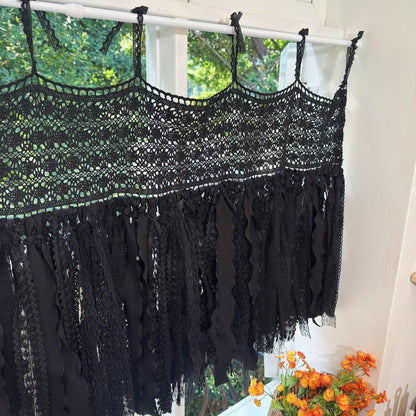 Black Lace Curtain Valance - UDreamHome