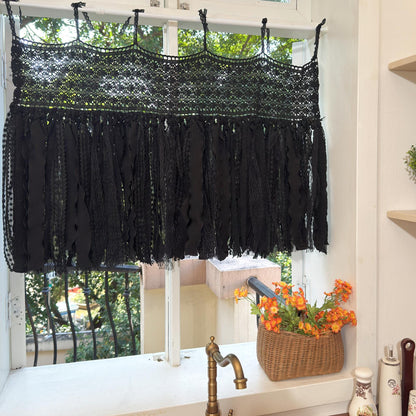 Black Lace Curtain Valance - UDreamHome