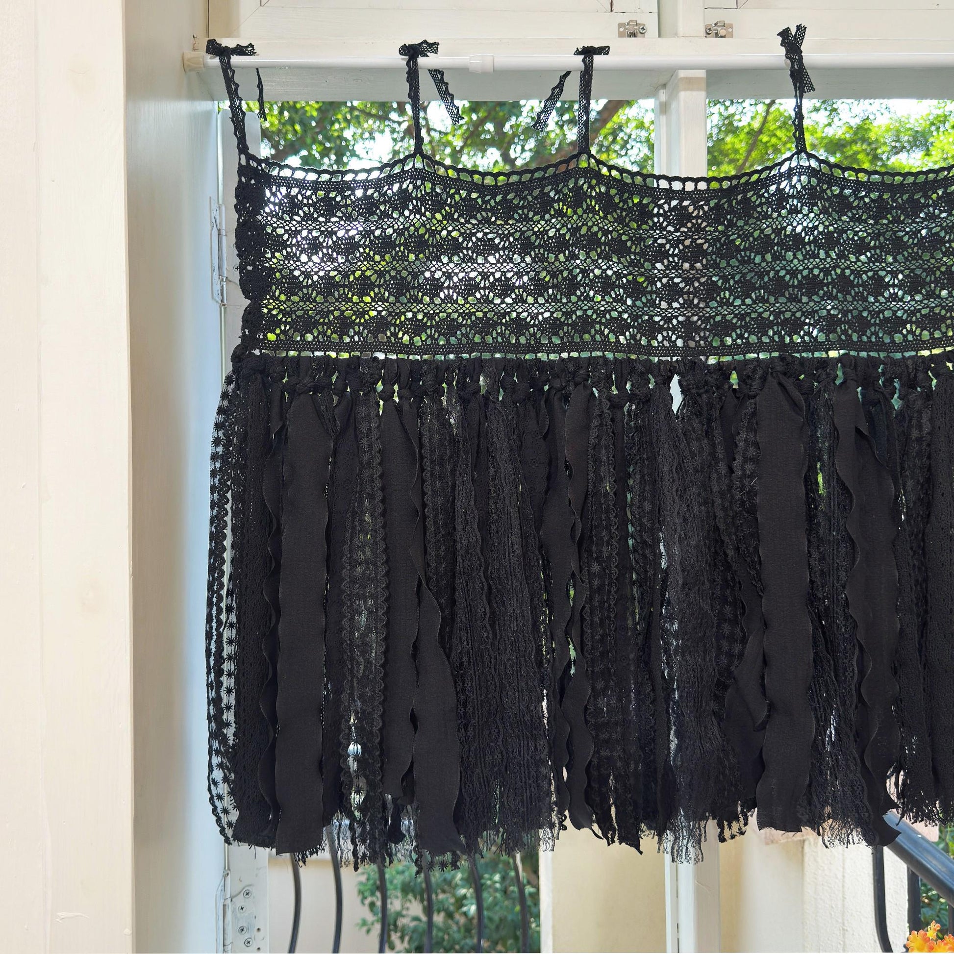 Black Lace Curtain Valance - UDreamHome