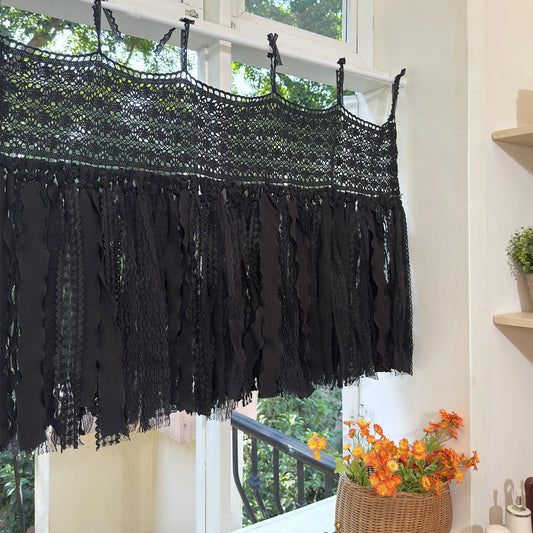 Black Lace Curtain Valance - UDreamHome