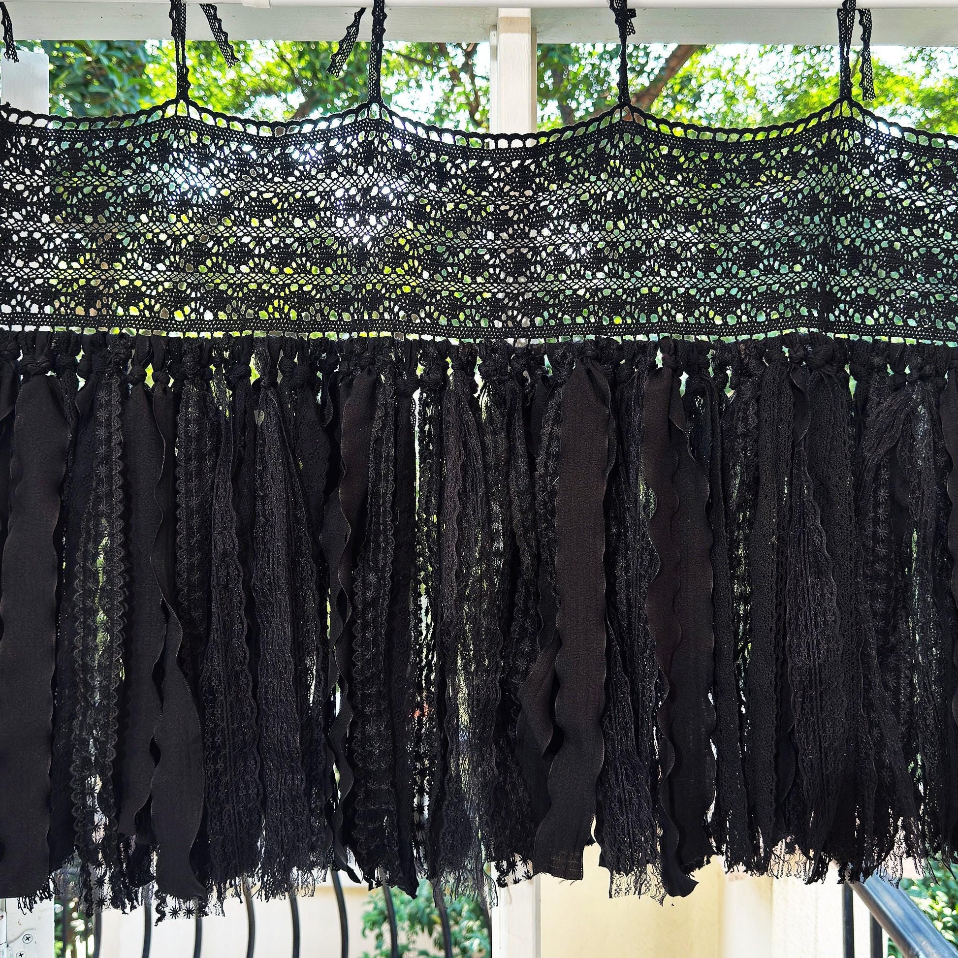 Black Lace Curtain Valance - UDreamHome
