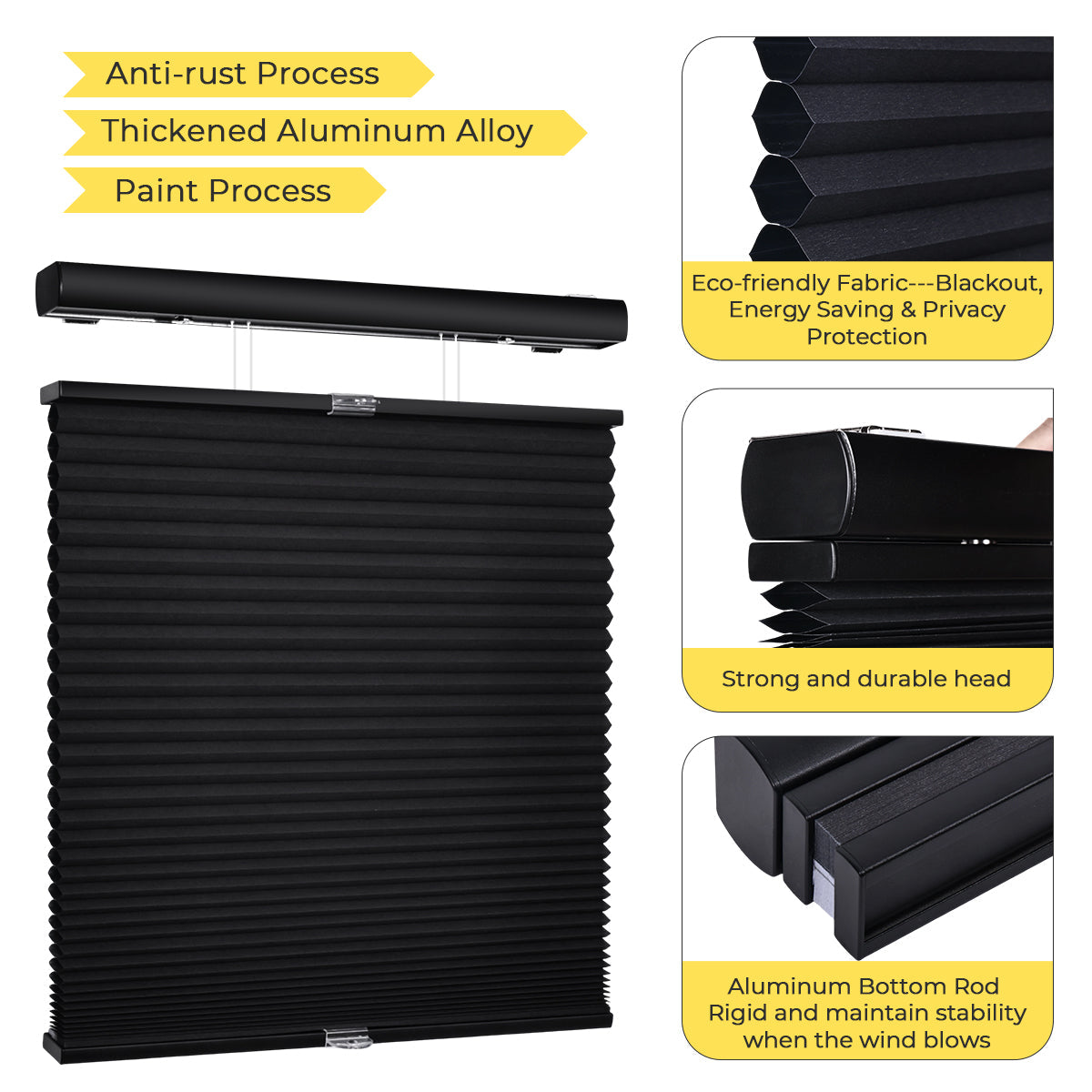 Cordless Top Down Bottom Up Blackout Honeycomb Shades