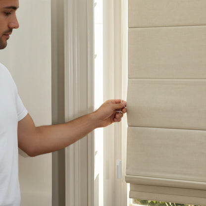 No Drill  100% Blackout Corded Custom Roman Shades For Windows Inside Mount