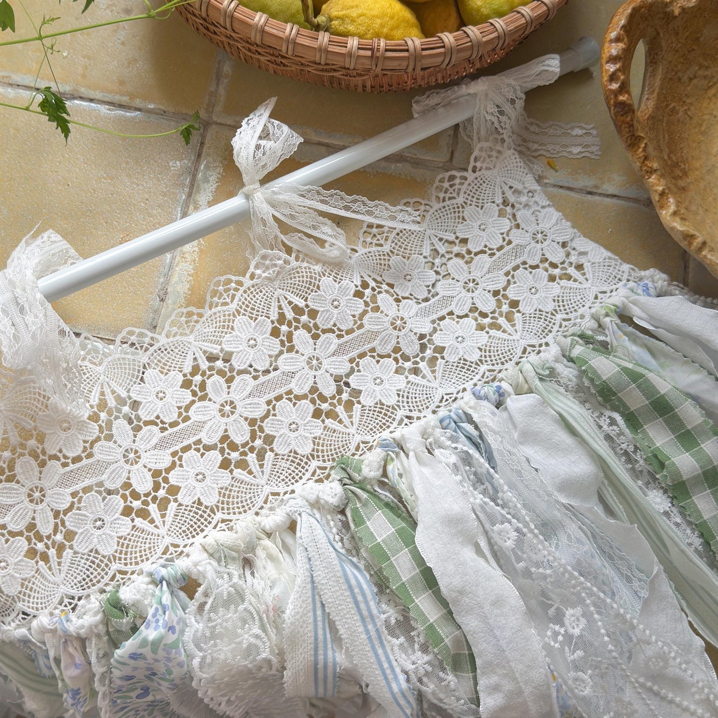 Blue Green Plaid Shabby Chic Window Door Valance - UDreamHome