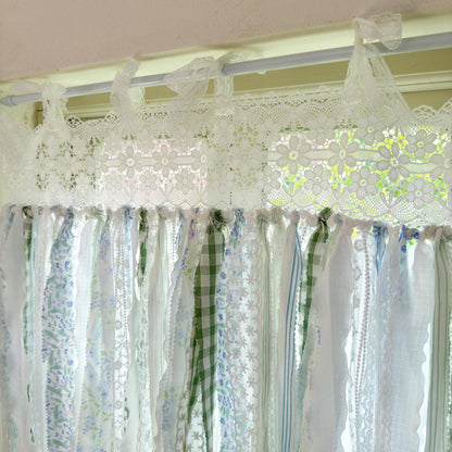 Blue Green Plaid Shabby Chic Window Door Valance - UDreamHome