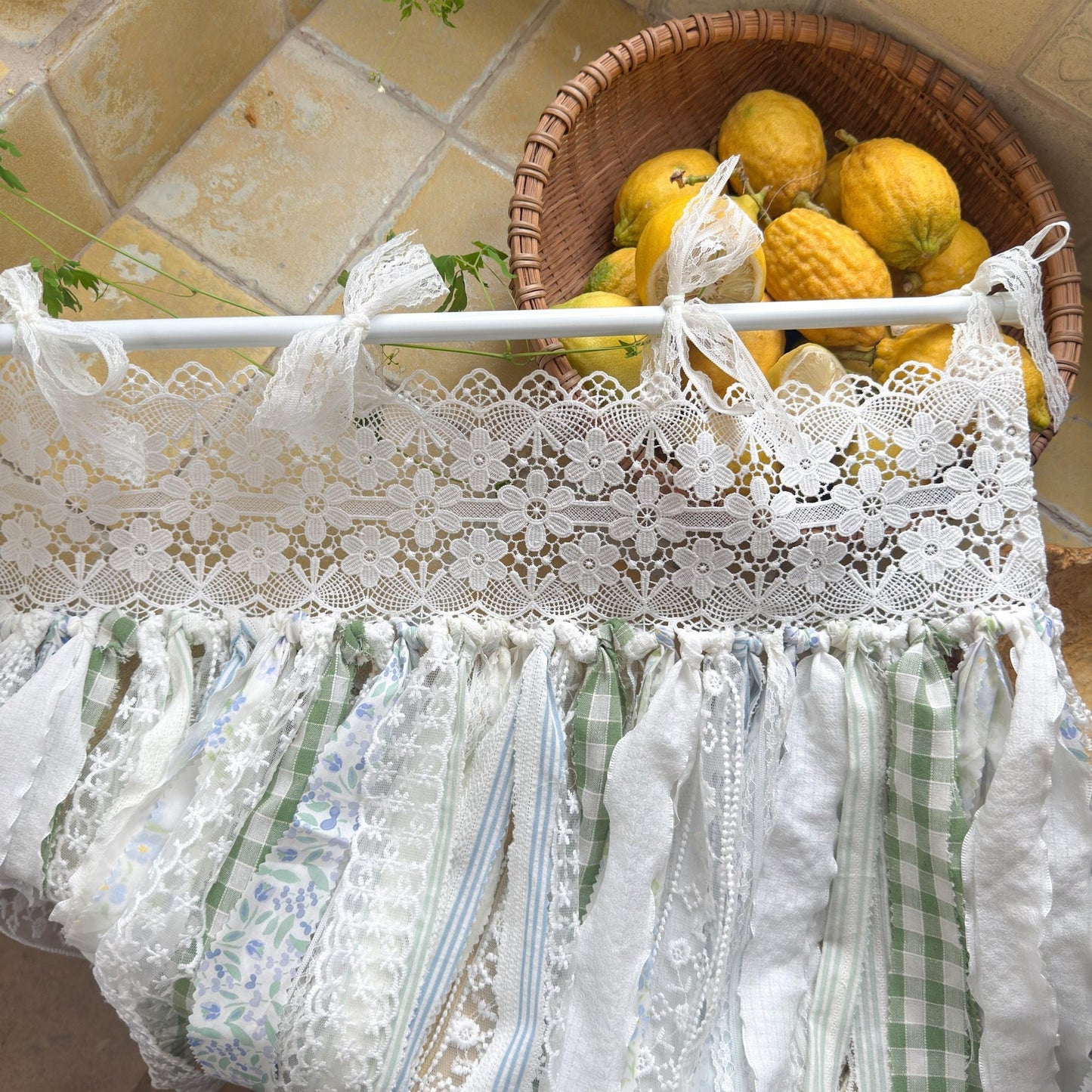 Blue Green Plaid Shabby Chic Window Door Valance - UDreamHome