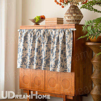 Blue Roses Flowers Vines Cabinet Curtains - UDreamHome