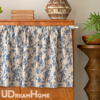 Blue Roses Flowers Vines Cabinet Curtains - UDreamHome