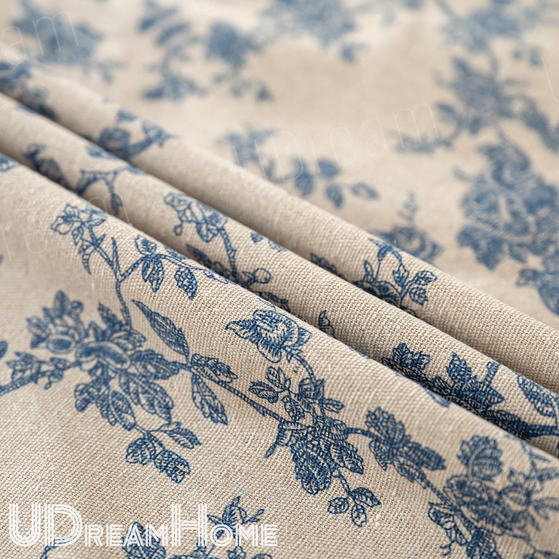 Blue Roses Flowers Vines Cabinet Curtains - UDreamHome
