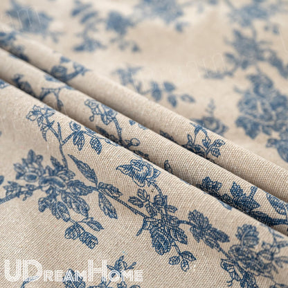 Blue Roses Flowers Vines Cabinet Curtains - UDreamHome