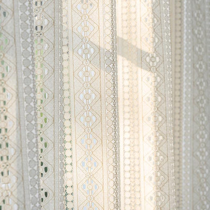 Boho Beige Crochet Lace Flower Curtains - UDreamHome