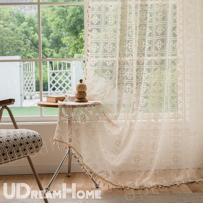 Boho Curtains, Farmhouse Kitchen Curtains - UDreamHome