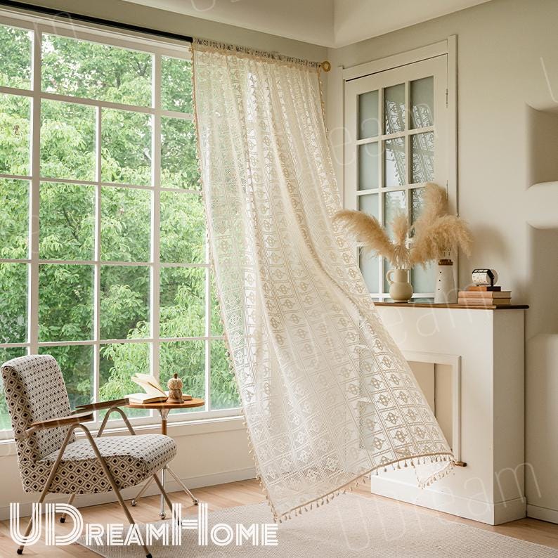 Boho Curtains, Farmhouse Kitchen Curtains - UDreamHome