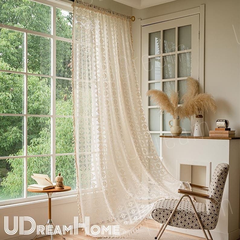 Boho Curtains, Farmhouse Kitchen Curtains - UDreamHome