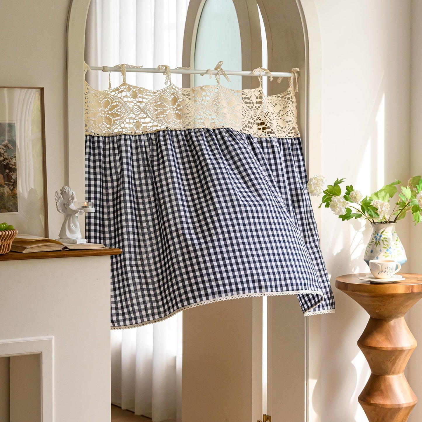 Boho Tie-Top Curtain for Kitchen & Cabinet Decor - UDreamHome