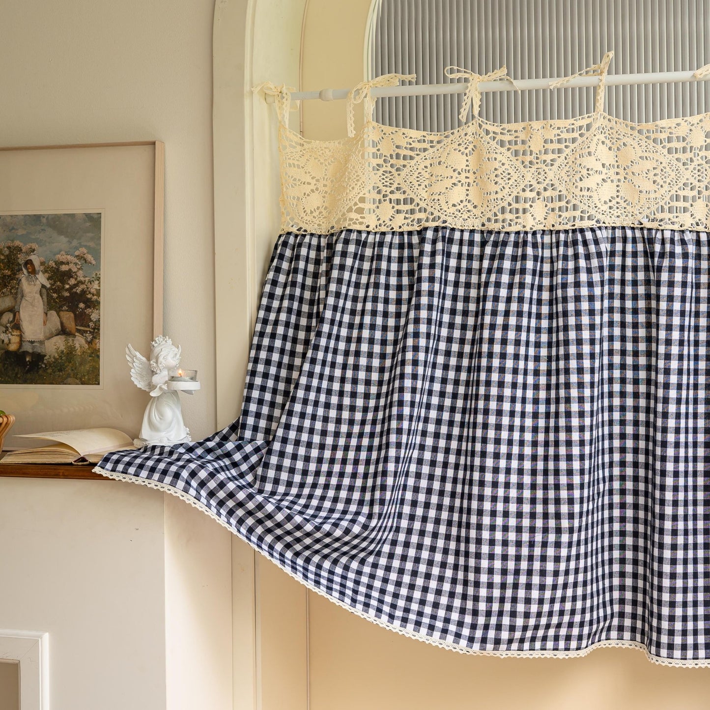 Boho Tie-Top Curtain for Kitchen & Cabinet Decor - UDreamHome