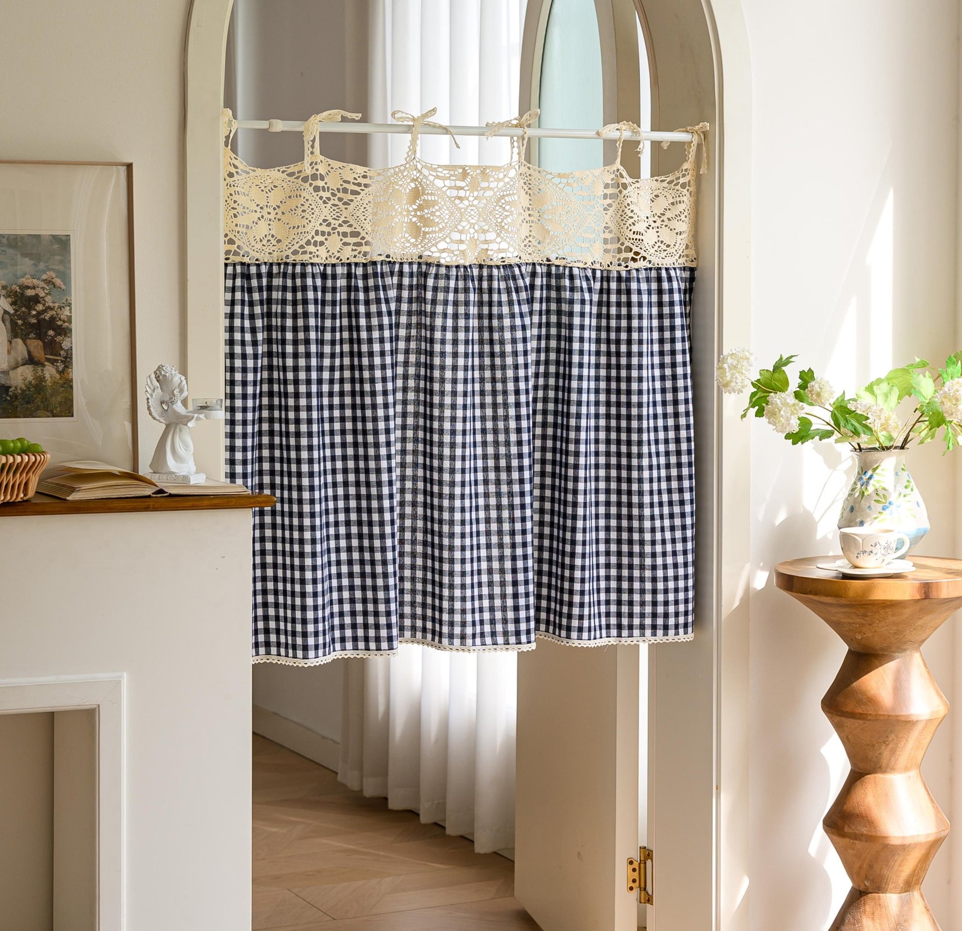 Boho Tie-Top Curtain for Kitchen & Cabinet Decor - UDreamHome