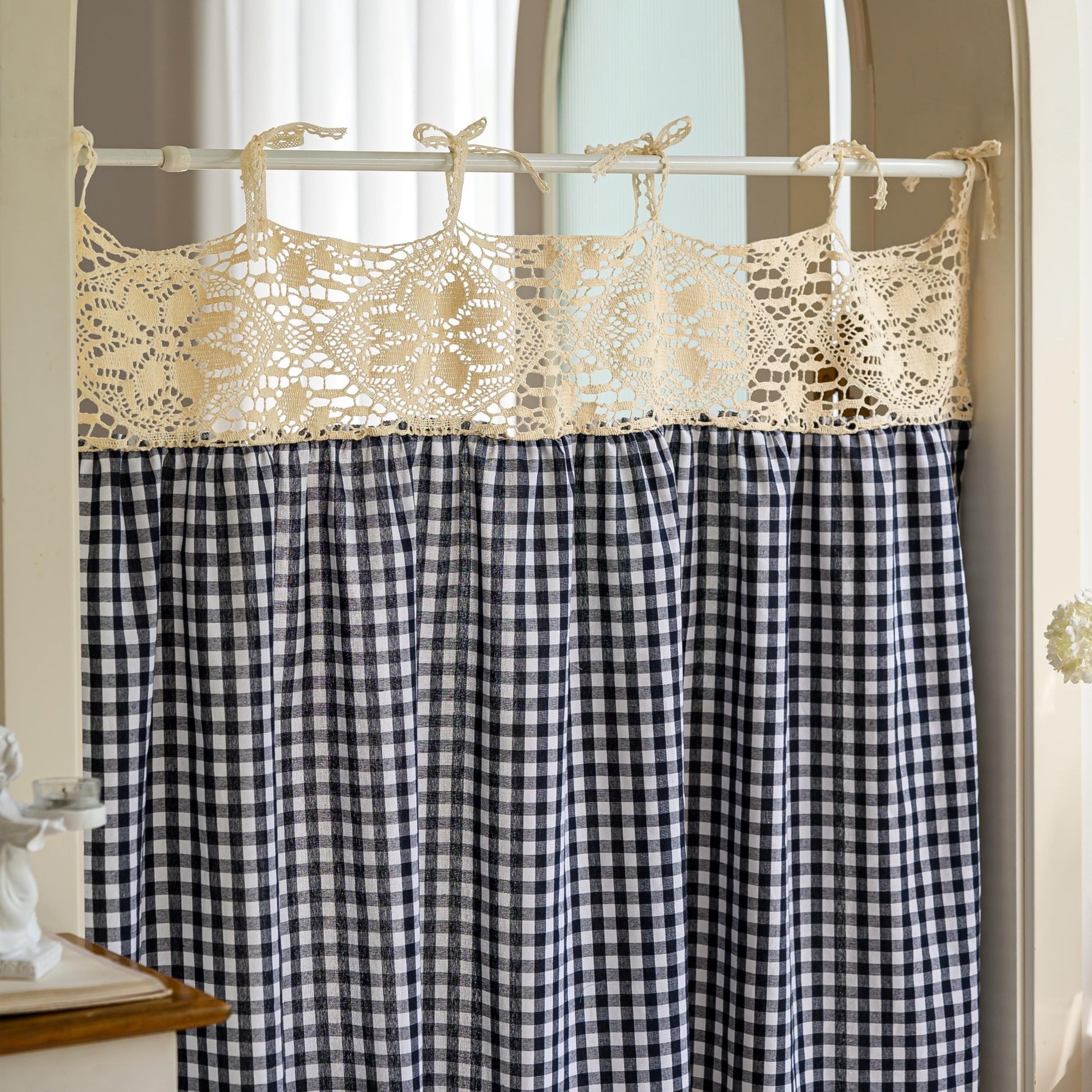 Boho Tie-Top Curtain for Kitchen & Cabinet Decor - UDreamHome