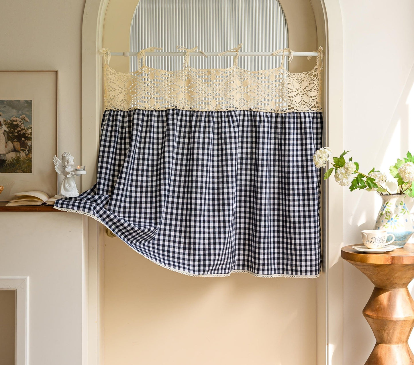 Boho Tie-Top Curtain for Kitchen & Cabinet Decor - UDreamHome