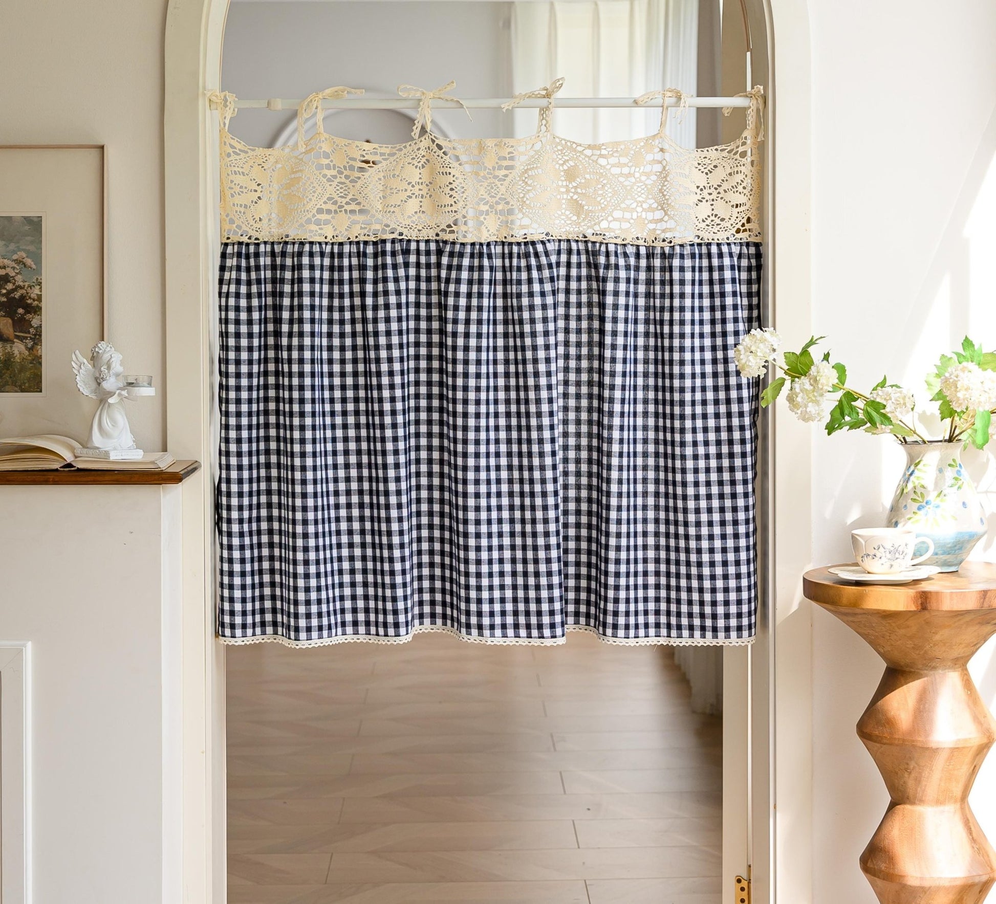 Boho Tie-Top Curtain for Kitchen & Cabinet Decor - UDreamHome