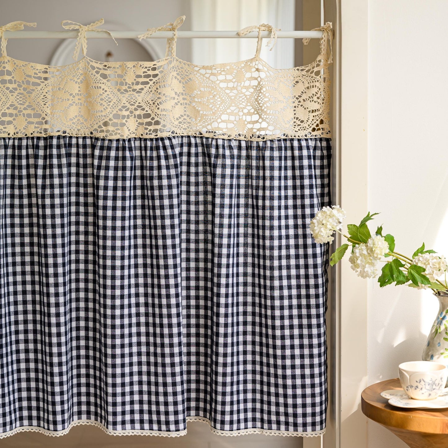 Boho Tie-Top Curtain for Kitchen & Cabinet Decor - UDreamHome